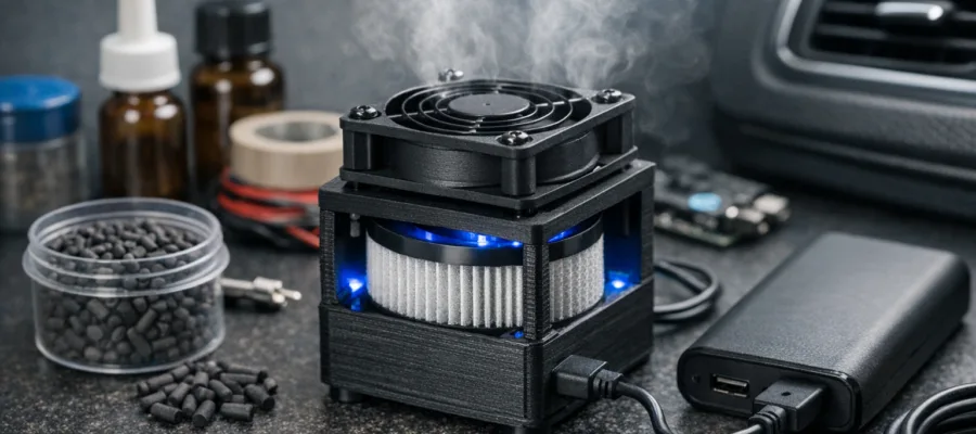 Mini DIY Luftreiniger fuer Auto und Reise: kompakte Selbstbau-Loesungen