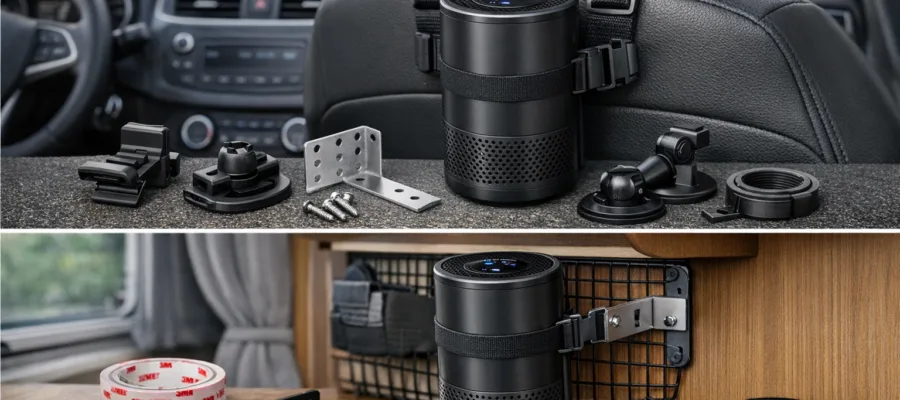 Montage- und Befestigungsloesungen fuer DIY Luftreiniger im Auto und Wohnmobil