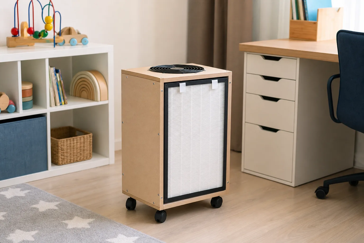 Mobiler DIY Luftreiniger fuer Kinderzimmer und Home Office selber bauen