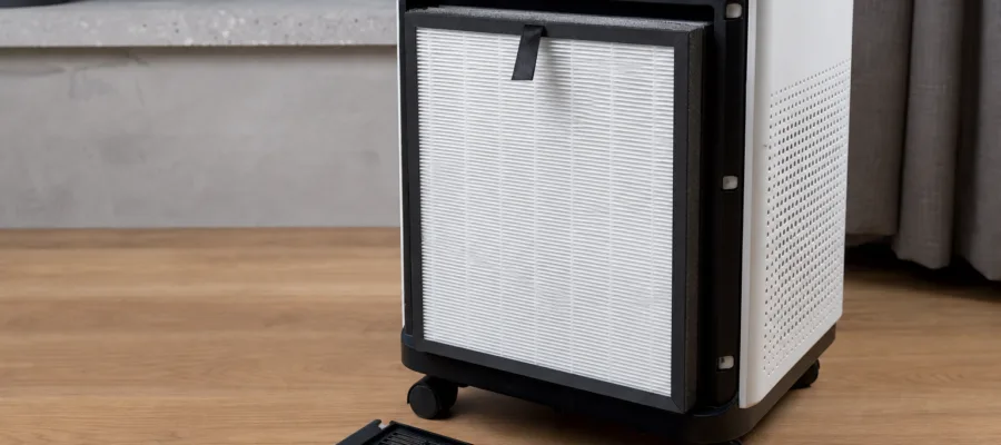 Einfache Wechselmechanik fuer Filter im mobilen DIY Luftreiniger